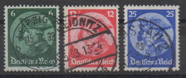 Michel Nr. 479 - 481, Friedrich der Große, gestempelt.
